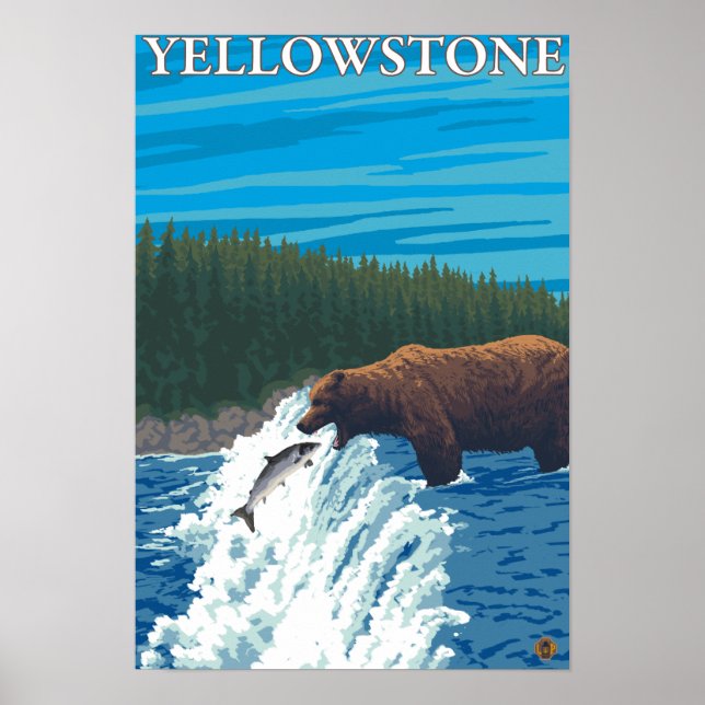 Póster Pesca do Urso - Nacional de Yellowstone (Frente)