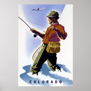 Póster Pesca do vintage no viagem de Colorado