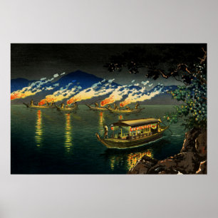 Poster Pesca dos Corvos-marinhos Tsuchiya Koitsu 1940