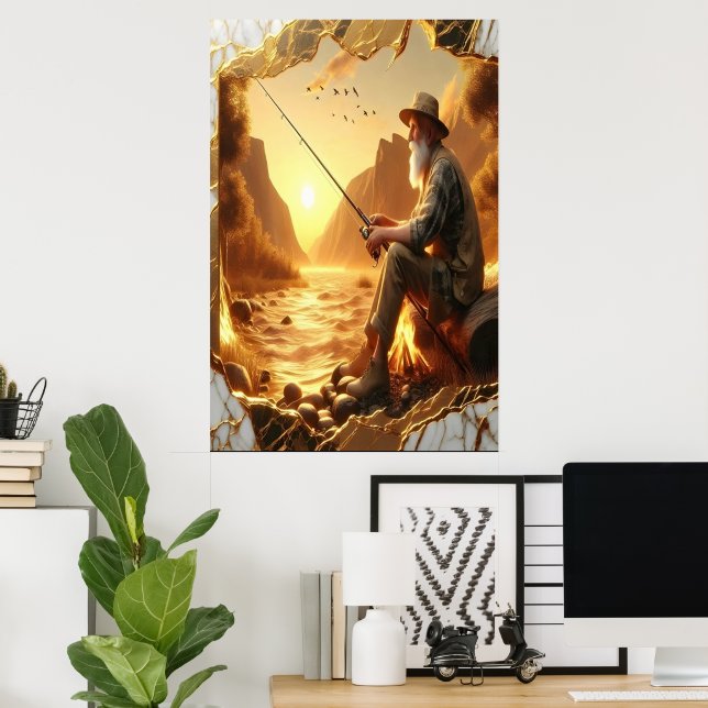 Poster Pesca em ouro Hora (Escritório em casa)