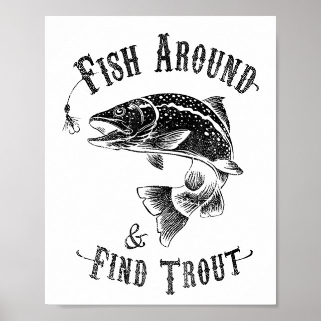Poster Pesca Engraçada De Peixes Em Torno Da Truta (Frente)