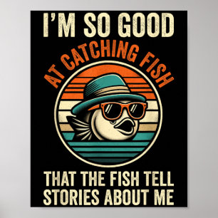 Poster Pesca Engraçada Peixe Capturado Pescador B Gr