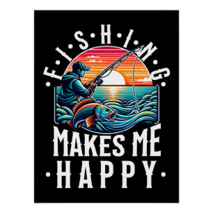 Póster Pesca me deixa feliz