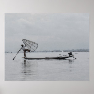Poster pesca no lago