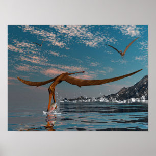 Poster Pesca pré-histórica do pássaro de Anhanguera