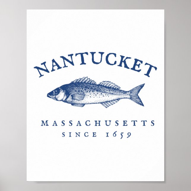 Poster Pesca retrô Nantucket Machusetts (Frente)