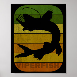 Poster Pesca Retro Peixe de Águas Profundas Peixe-Pescado