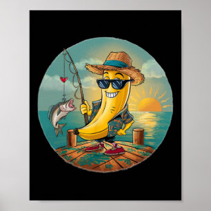 Poster Pesca Sortuda Banana Engraçada Humor