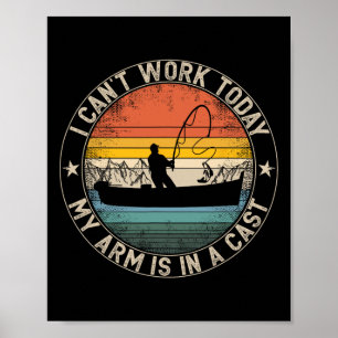 Poster Pesca Vintage Não Posso Trabalhar Hoje Meu Braço E
