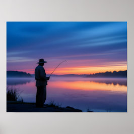 Poster Pescador ao Pôr do Sol