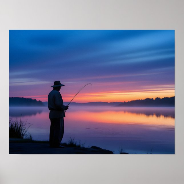 Poster Pescador ao Pôr do Sol (Frente)