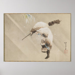 Poster Pescador Carregando sua rede na neve 1821