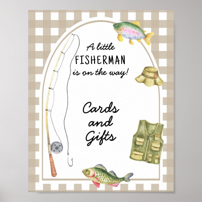 Poster Pescador - cartões e presentes para chá de bebê (Frente)