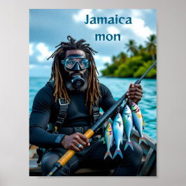Poster pescador de arpão jamaicano