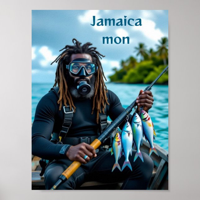 Poster pescador de arpão jamaicano (Frente)