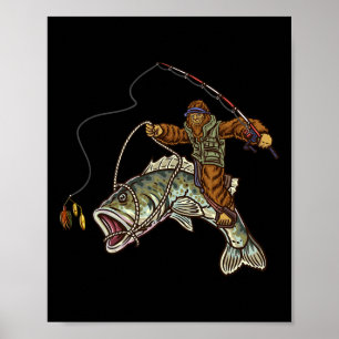 Poster Pescador de Bigfoot de boca grande por Byss