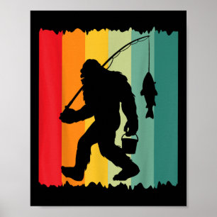 Poster Pescador De Bigfoot Sasquatch Vintage Pai Presente