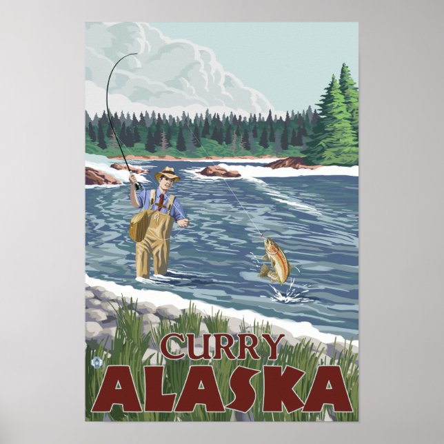 Póster Pescador de moscas - Curry, Alaska (Frente)
