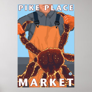 Poster Pescador do rei caranguejo - mercado de lugar de