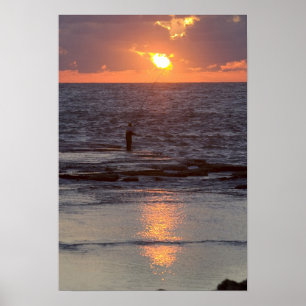 Póster Pescador em Byblos ao pôr do sol, Líbano