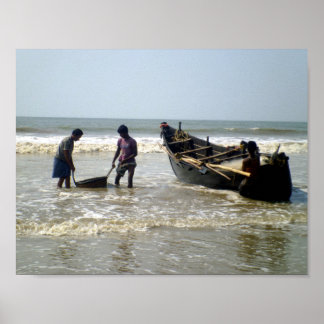 Póster Pescadores no mar