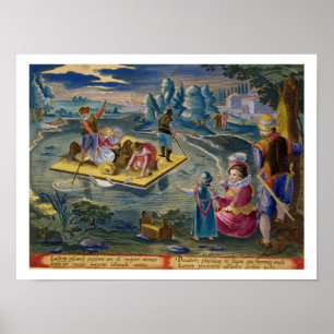 Póster Pescando em um lago na noite, chapeie 101 'de