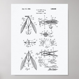 Póster Pescando o Livro Branco da arte da patente da