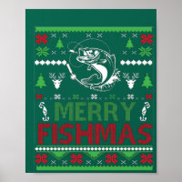 PESCANDO Peixe de Roupa de Natal Feio, Feliz Fi