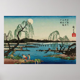 Poster Pescando Sweetfish Rio Tama Utagawa Hiroshige 