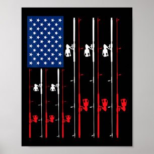 Poster Pescar Bandeira Dos Eua Espalha Um Presente De Caç
