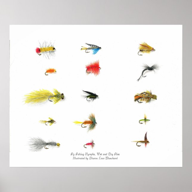 Póster Pescar Voo, Pescar Ninfas, Molhar e Seco... (Frente)