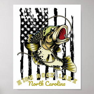 Poster Pescaria de Água Doce Pai Bandeira dos EUA Lago Hi