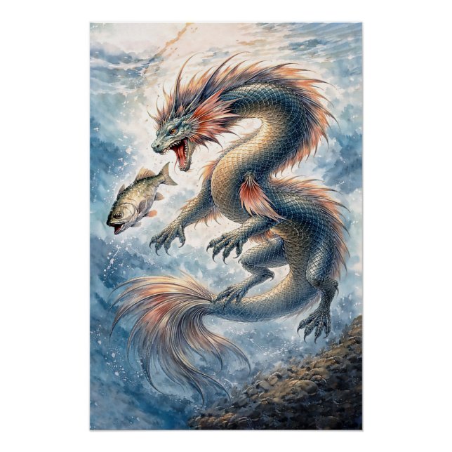 Póster Pescaria de Dragão Aquático (Frente)