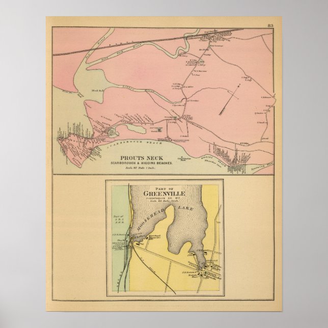 Póster Pescoço das rochas Scarborough, praias do Higgins (Frente)