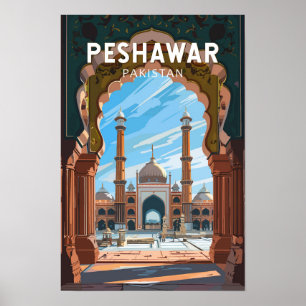 Poster Peshawar Pakistan Viagem Art Vintage
