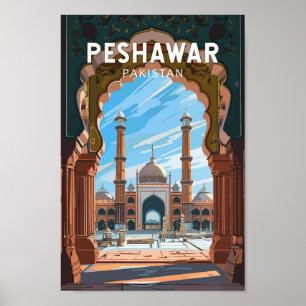 Poster Peshawar Pakistan Viagem Art Vintage