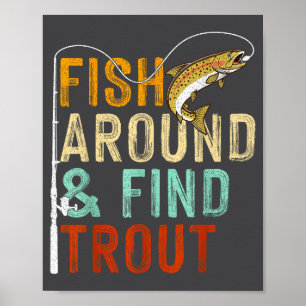 Poster Pesque Por Perto E Encontre Truta Piadas De Pesca 