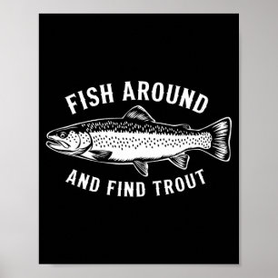 Poster Pesque Por Perto E Encontre Truta Piadas De Pesca