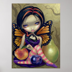 Poster Pêssego, ameixa, fada da fruta da fantasia do