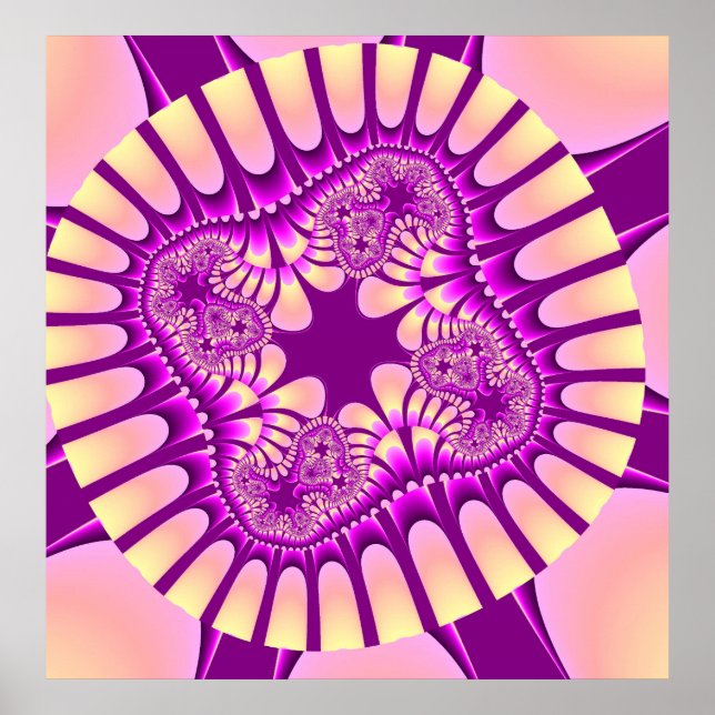 Poster Pêssego Colorido e Fratural Roxo (Frente)