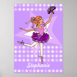 Póster Pêssego da bailarina - menina vermelha do cabelo