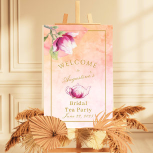 Poster Pêssego e Rosa Magnolia Bridal Tea Bem-vinda