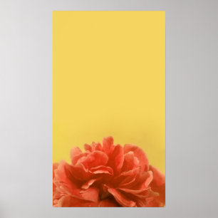 Poster Pêssego elegante e arte floral amarela