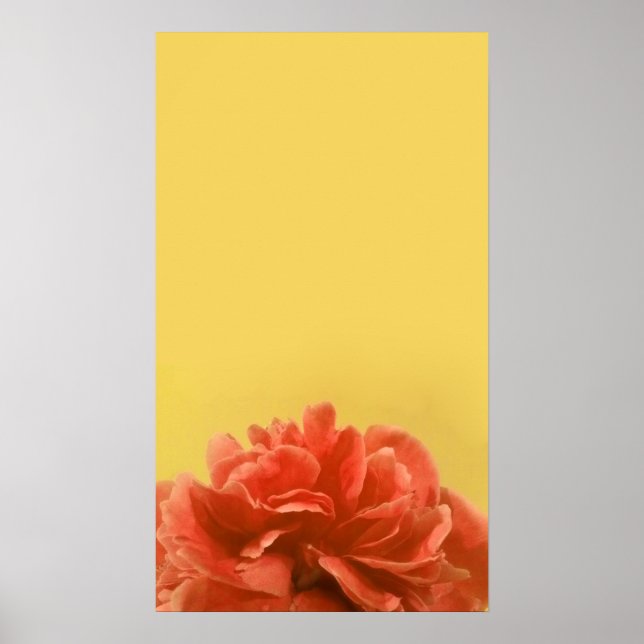 Poster Pêssego Elegante e Arte Floral Amarela (Frente)