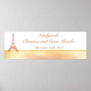 Póster Pêssego Paris personalizado de banner de 22,5 pol