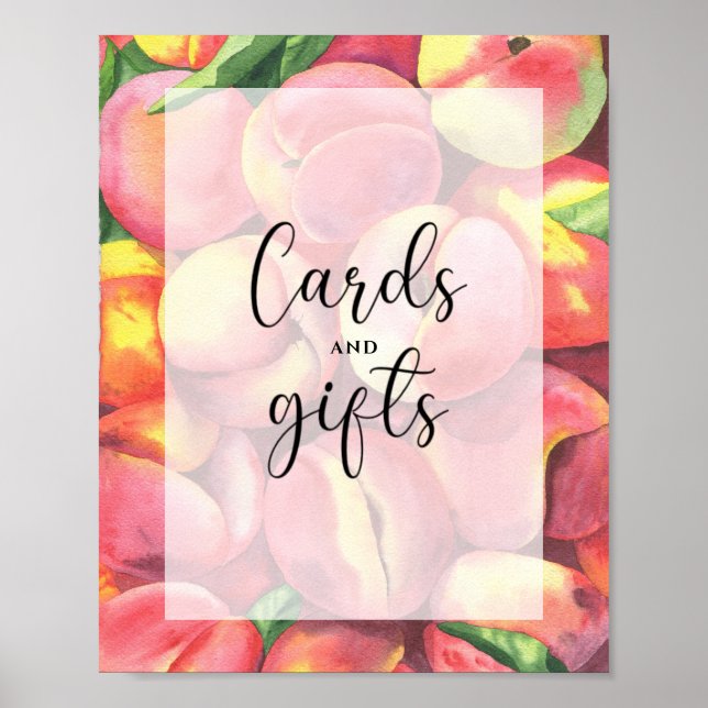 Poster Pêssegos - cartões e chá de fraldas de presentes (Frente)