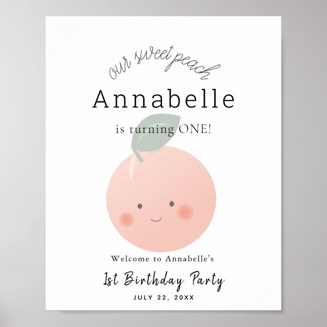 Poster Pêssegos e Cream Menina Kawaii Sinal de Boas-vinda (Frente)