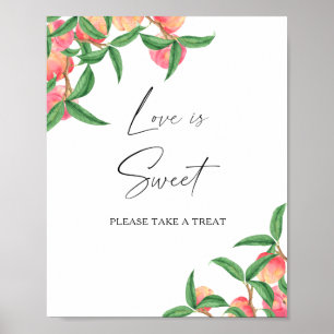 Poster Pêssegos em aquarela - o amor é doce, aproveite