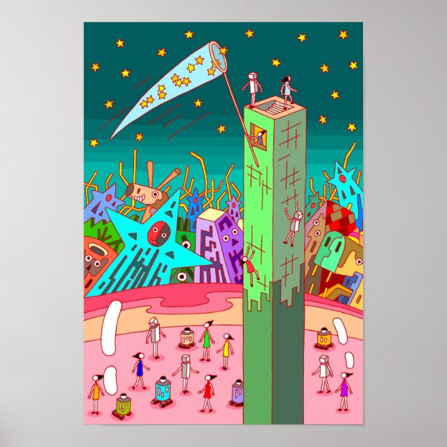 Poster Pessoa que coleta estrelas. (Frente)