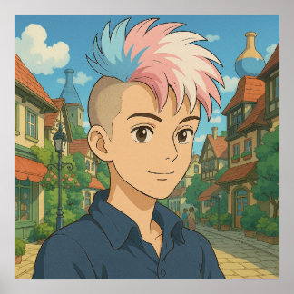 Poster Pessoa Transgênero com Anime Mohawk | LGBTQIA+